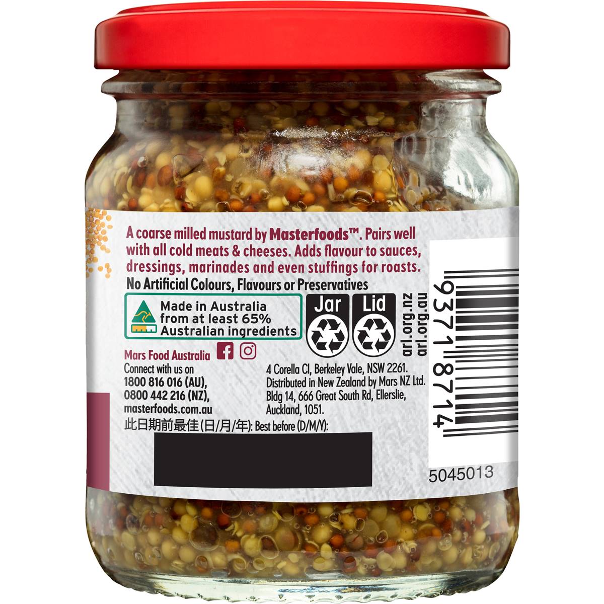 Masterfoods Wholegrain Mustard 175g Woolworths