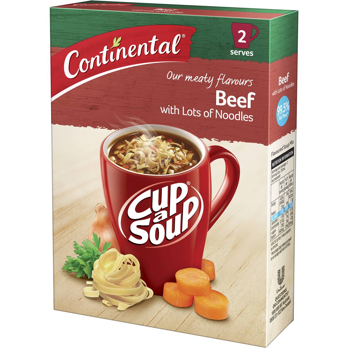 Continental Cup A Soup Beef With Lots Noodles 2 Pack Woolworths