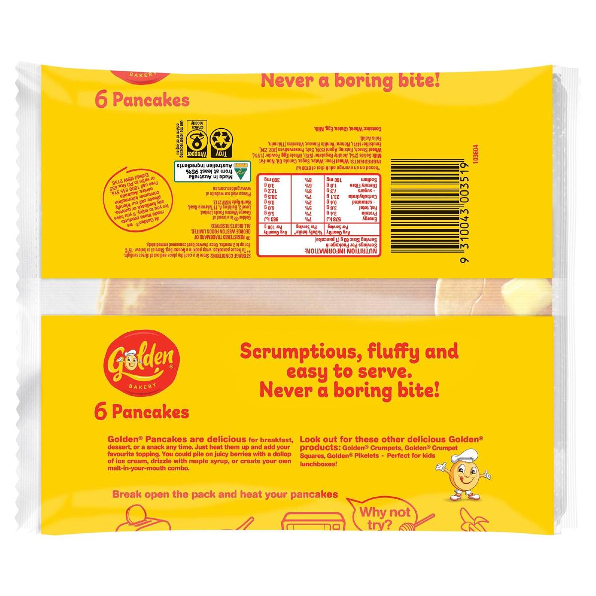 Golden Pancakes 6 Pack 360g Woolworths