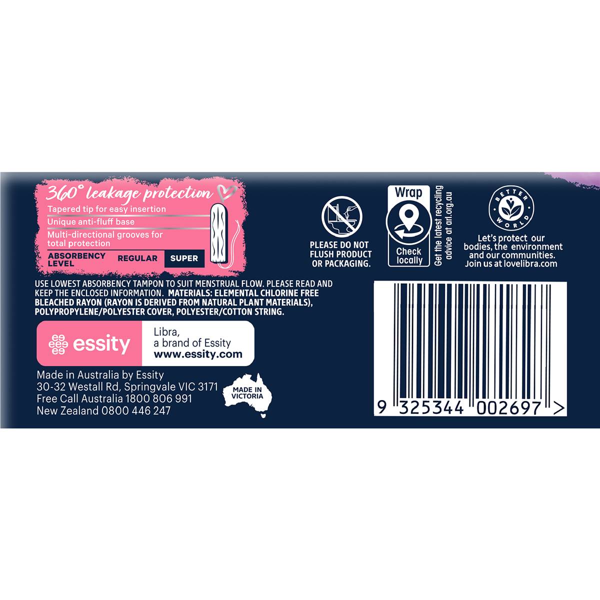 Libra Tampons Super 32 Pack Woolworths