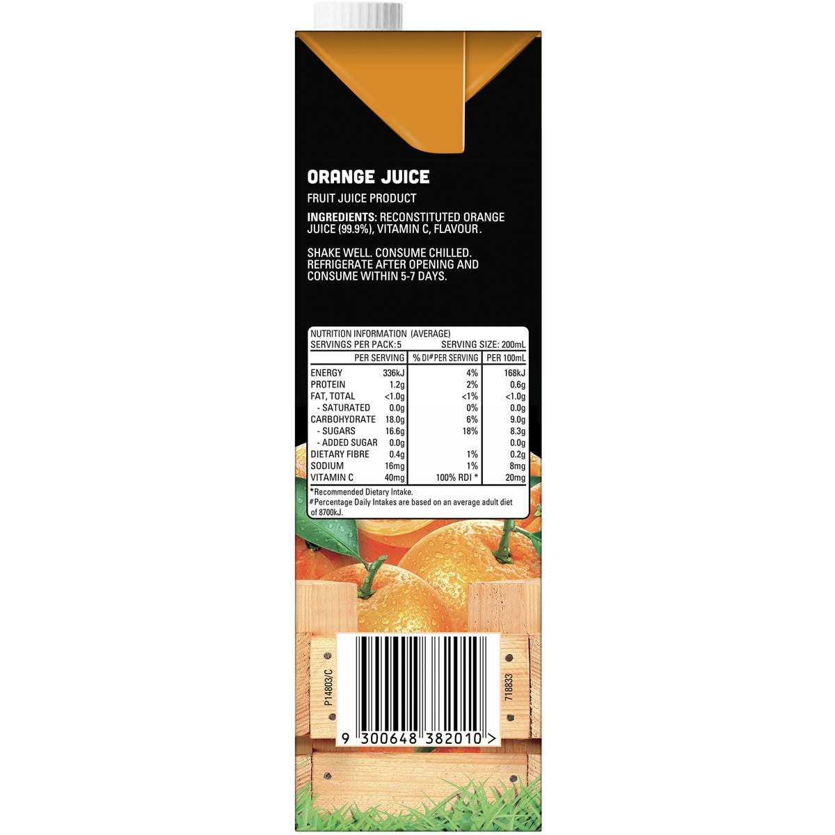 Just Juice Unsweetened Orange Juice 1l Woolworths