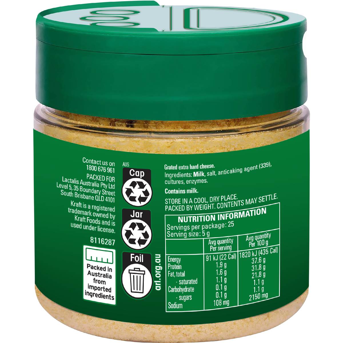 Kraft Grated Parmesan Cheese Cheese 125g Woolworths