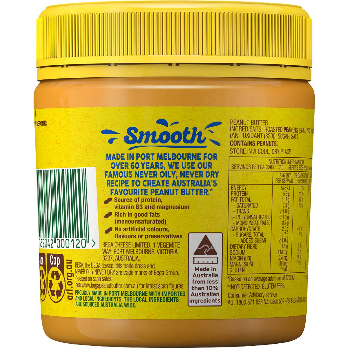 Bega Peanut Butter Smooth 375g Woolworths