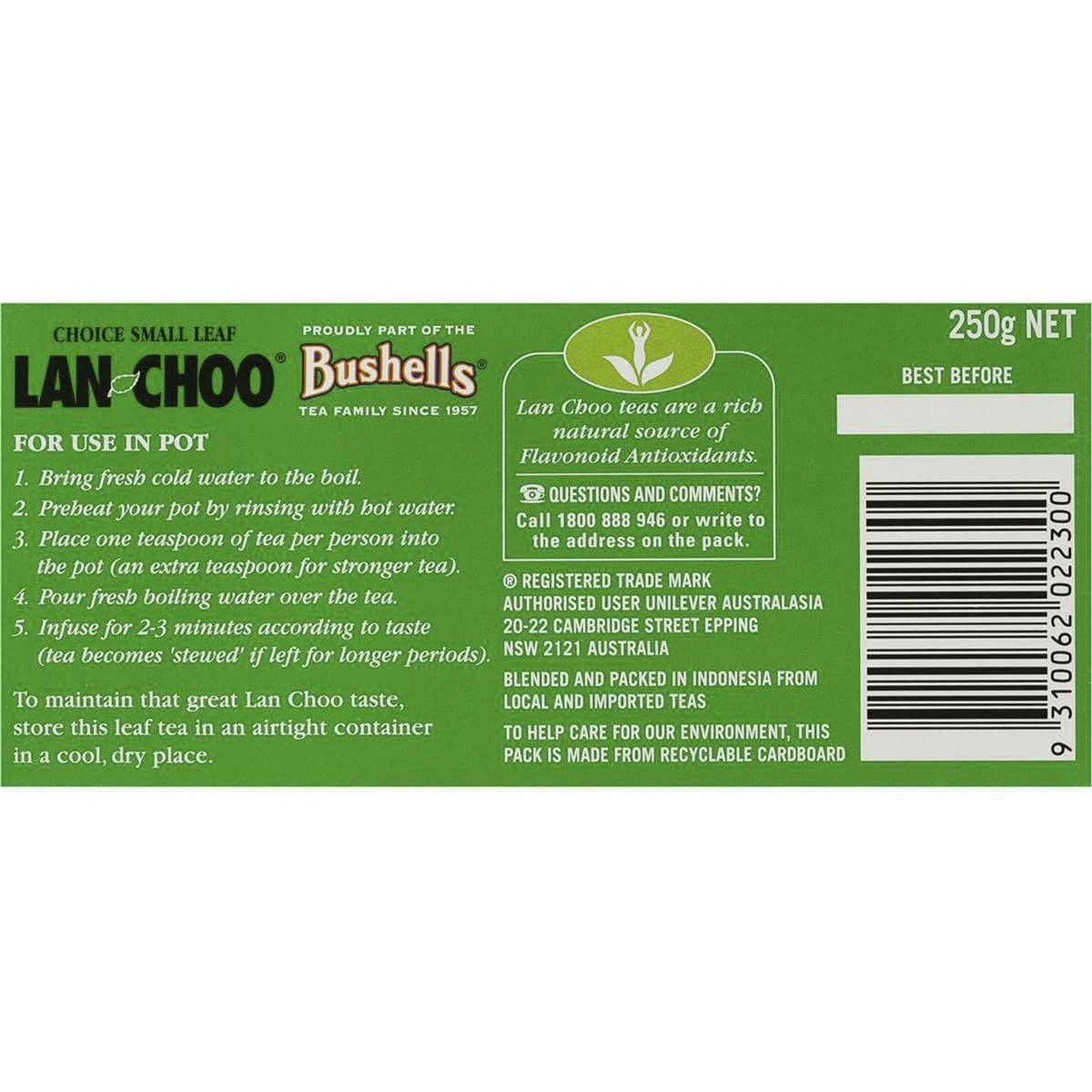 Bushells Lan Choo Loose Leaf Tea 250g Woolworths