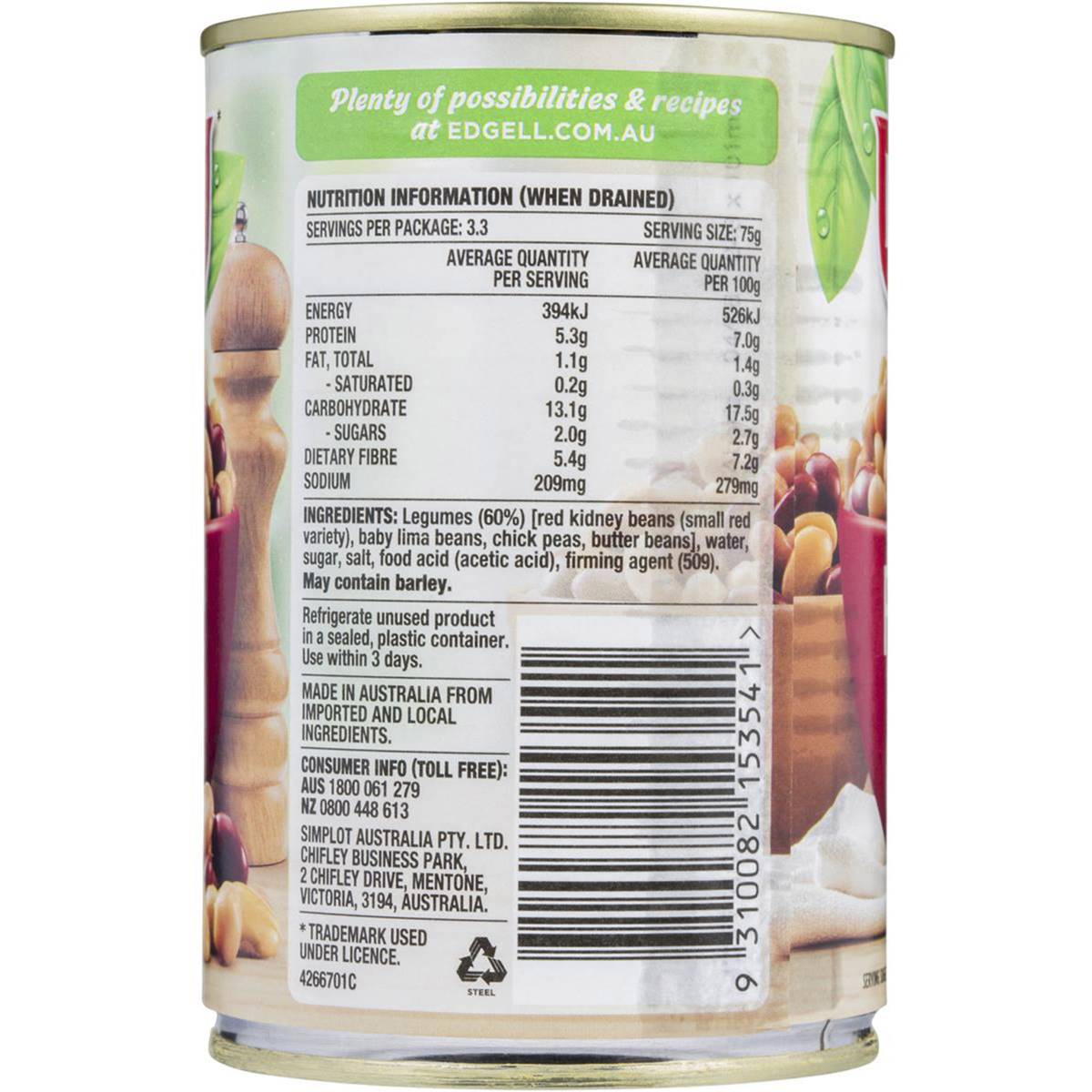 Edgell Beans Four Mix 420g Woolworths