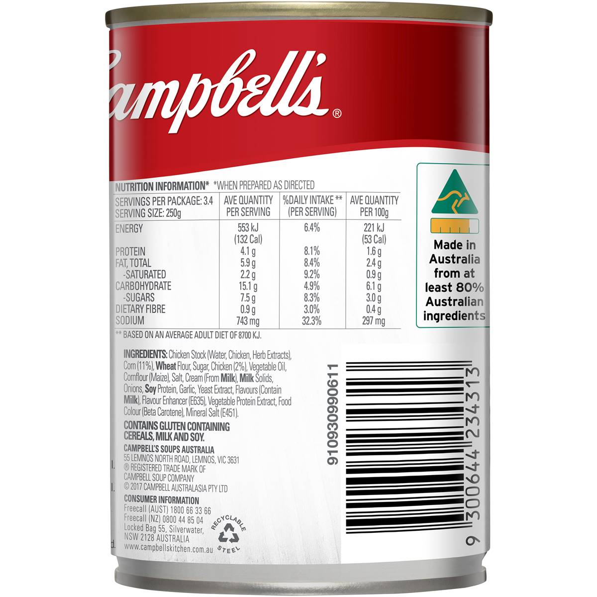 Campbells Canned Soup Cream Of Chicken & Corn 420g | Woolworths