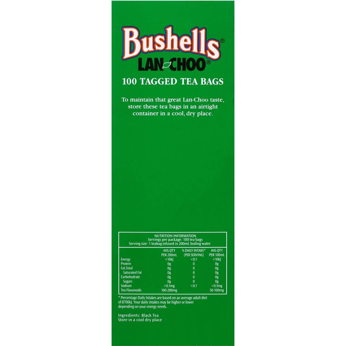 Tea Bags Black 100 Pack 182g Woolworths