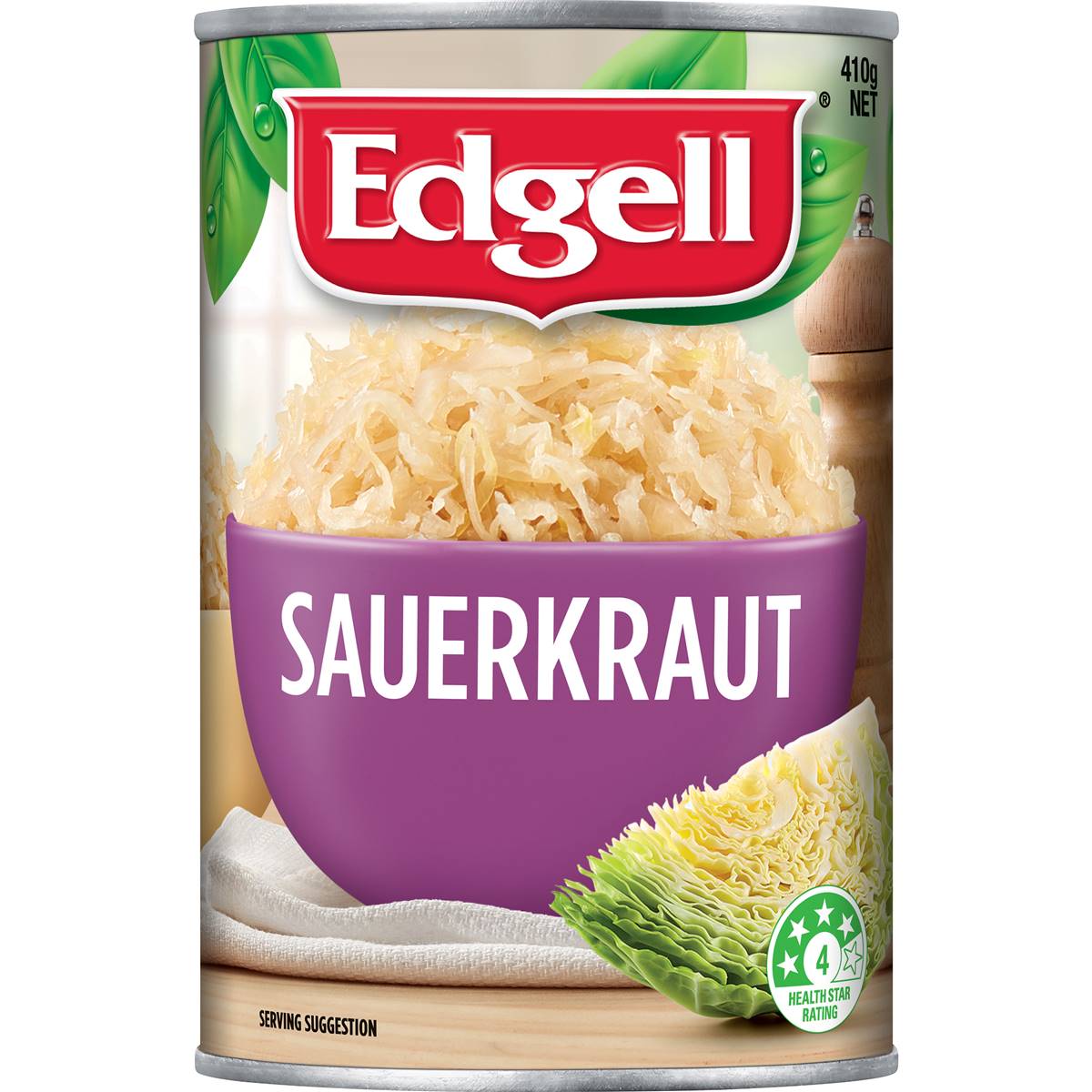 Edgell Sauerkraut Canned Vegetables Fermented 410g Woolworths
