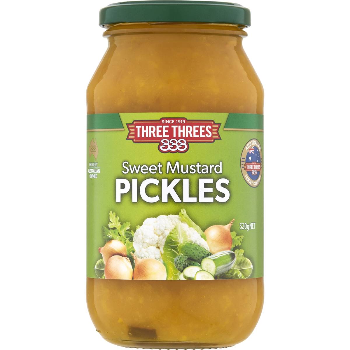 Three Threes Sweet Mustard Pickles 520g Woolworths
