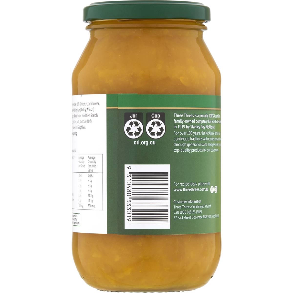 Three Threes Sweet Mustard Pickles 520g Woolworths