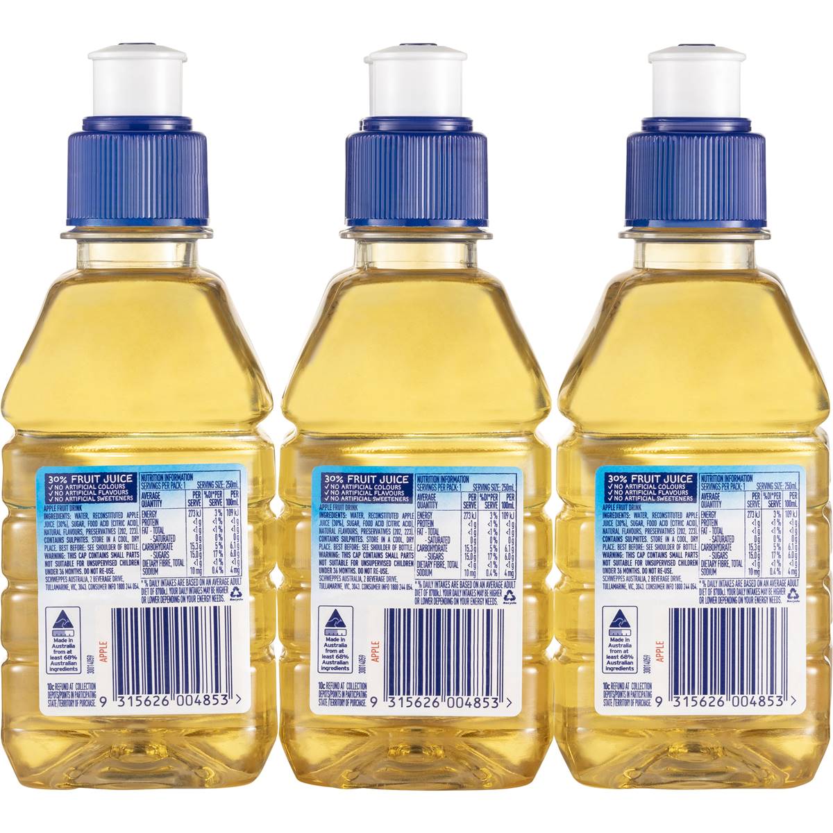 Pop Tops Fruit Drink Apple Poppers Multipack Lunch Box Bottles 250ml X 