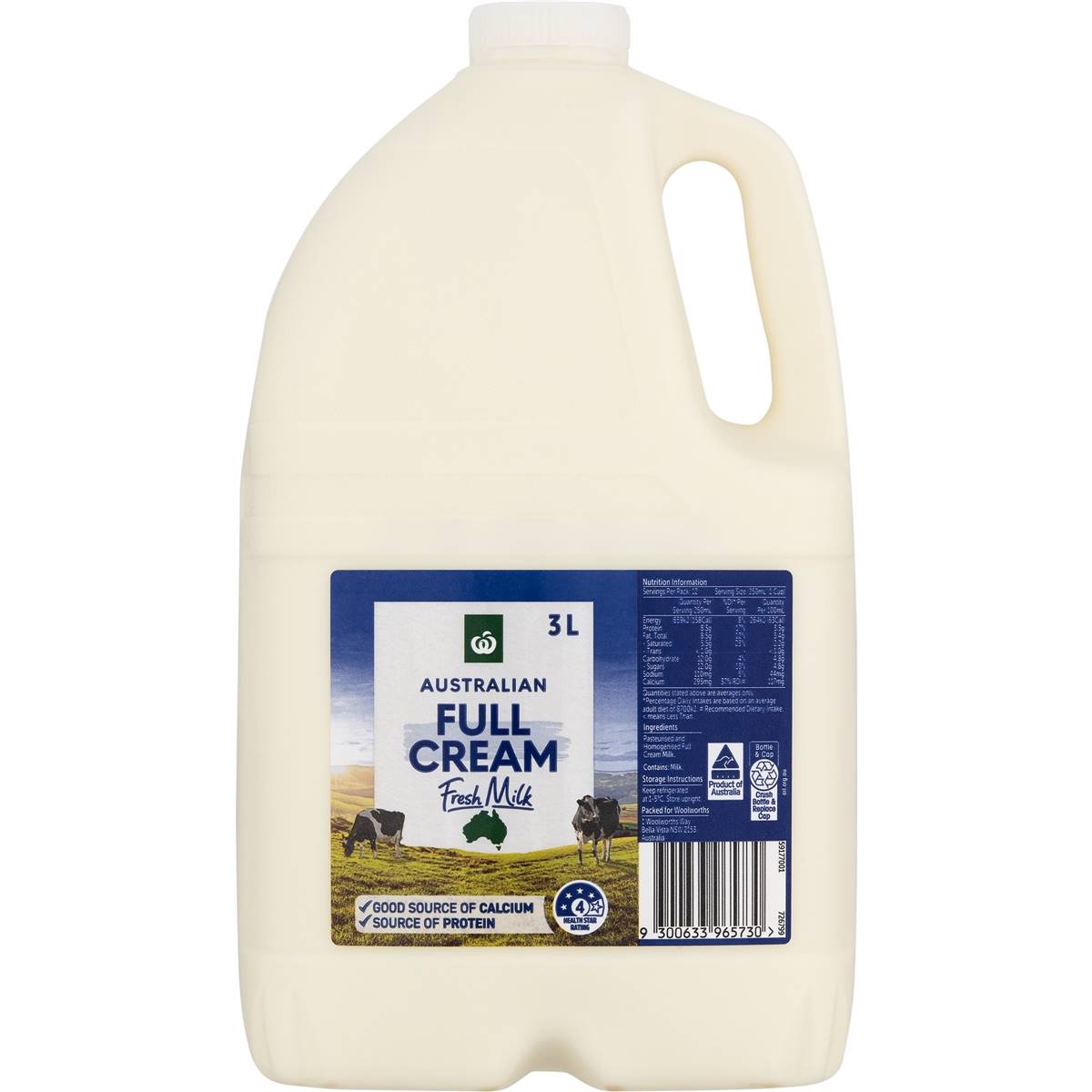 Woolworths Full Cream Milk 3l | Woolworths