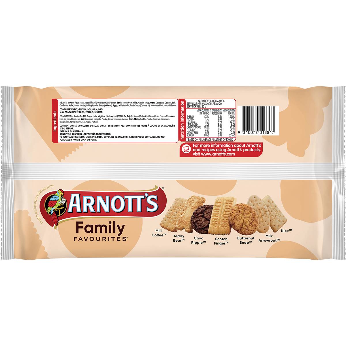 Arnott's Family Favourites Assorted Biscuits 500g Woolworths