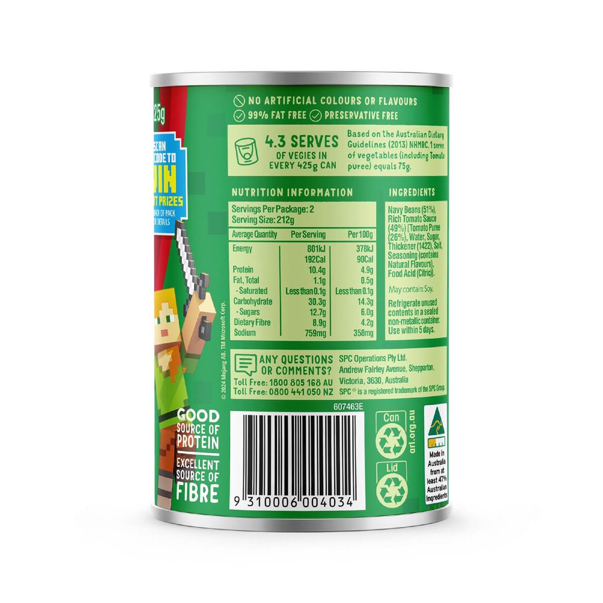 Spc Baked Beans Rich Tomato 425g Woolworths