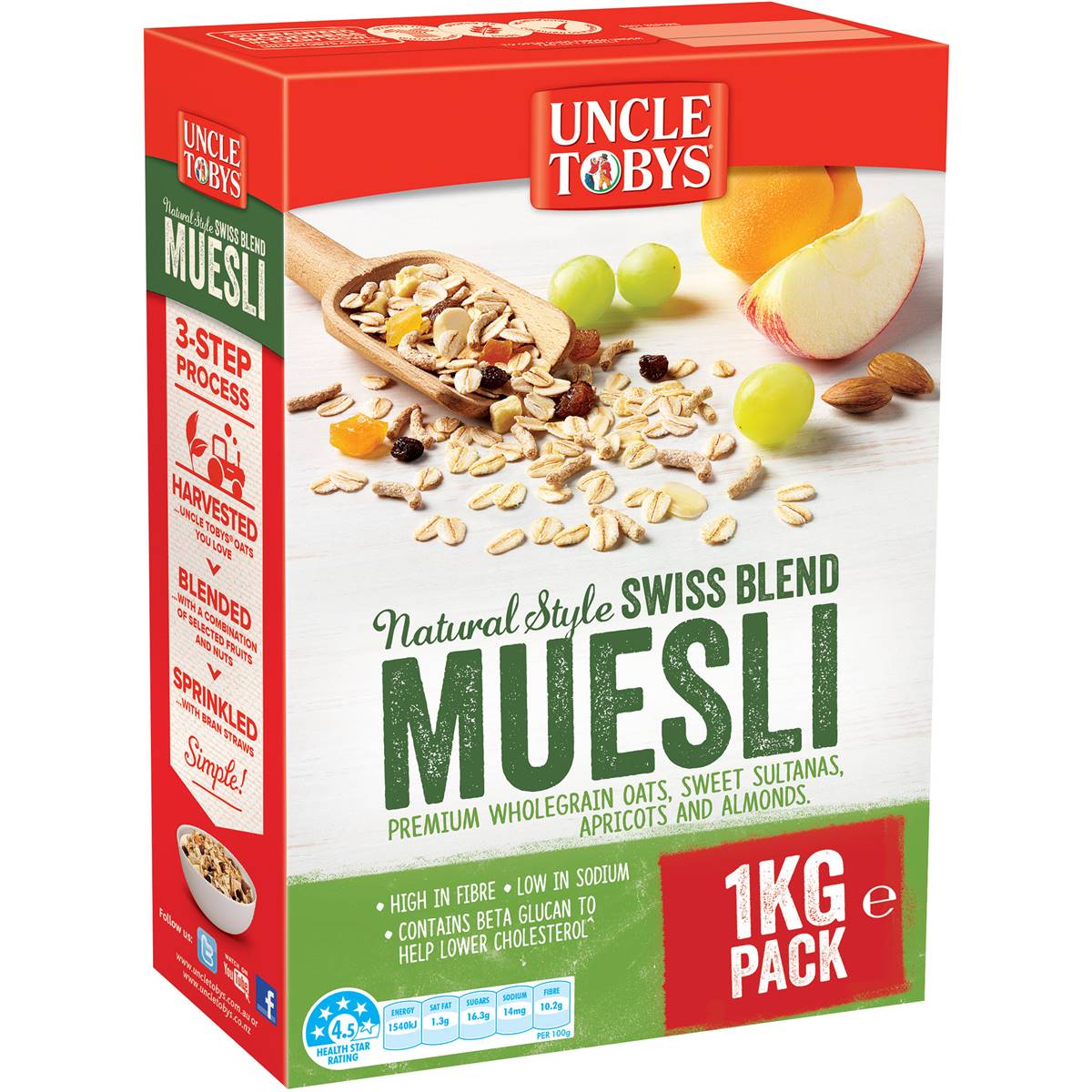 Uncle Tobys Natural Style Swiss Blend Muesli Breakfast Cereal 1kg