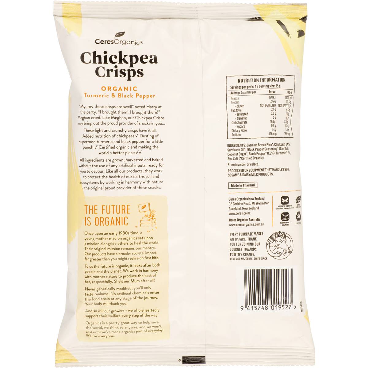 Ceres Organics Chickpea Crisps Turmeric Pepper 100g Woolworths