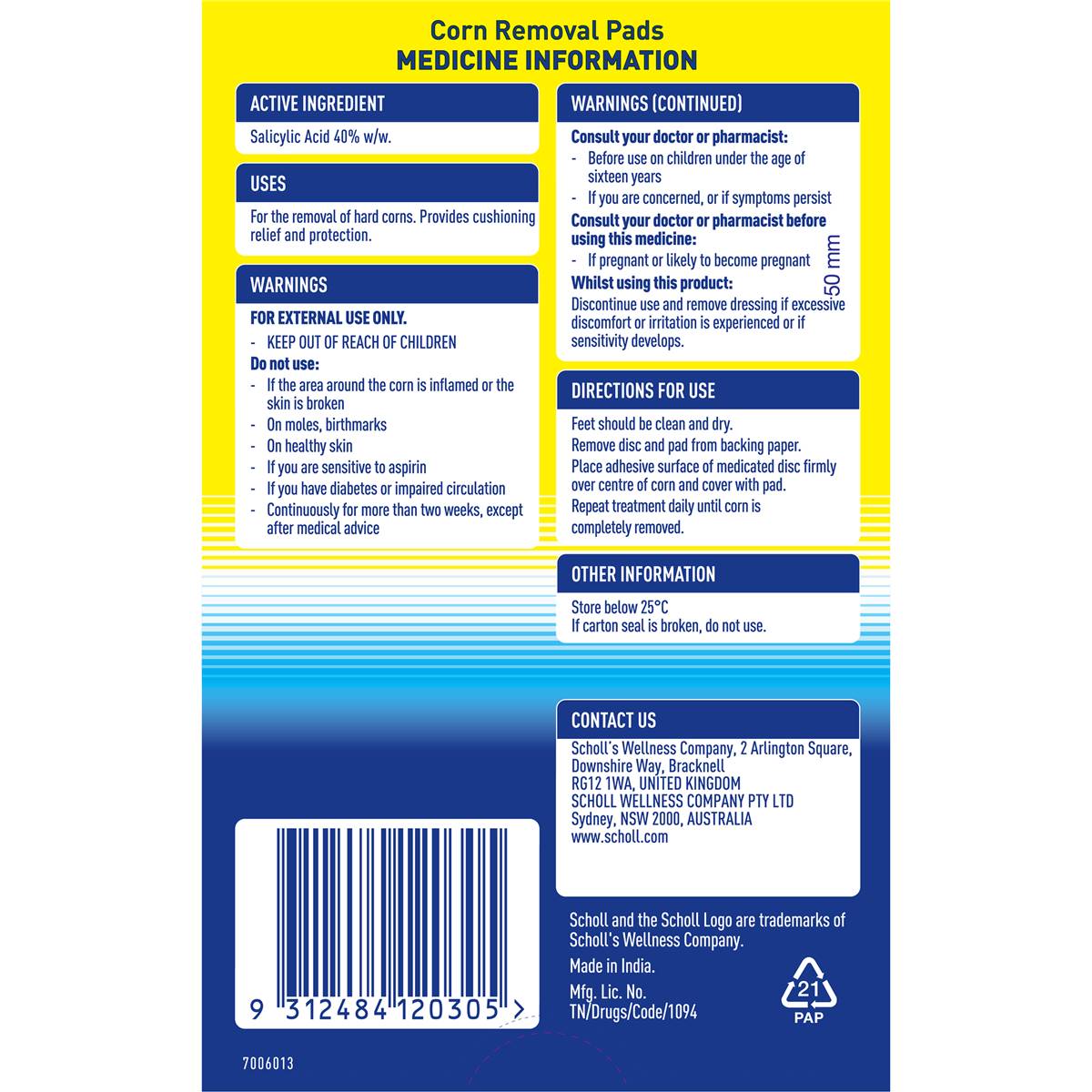 Scholl Corn Removal Pads 9 Pack Woolworths