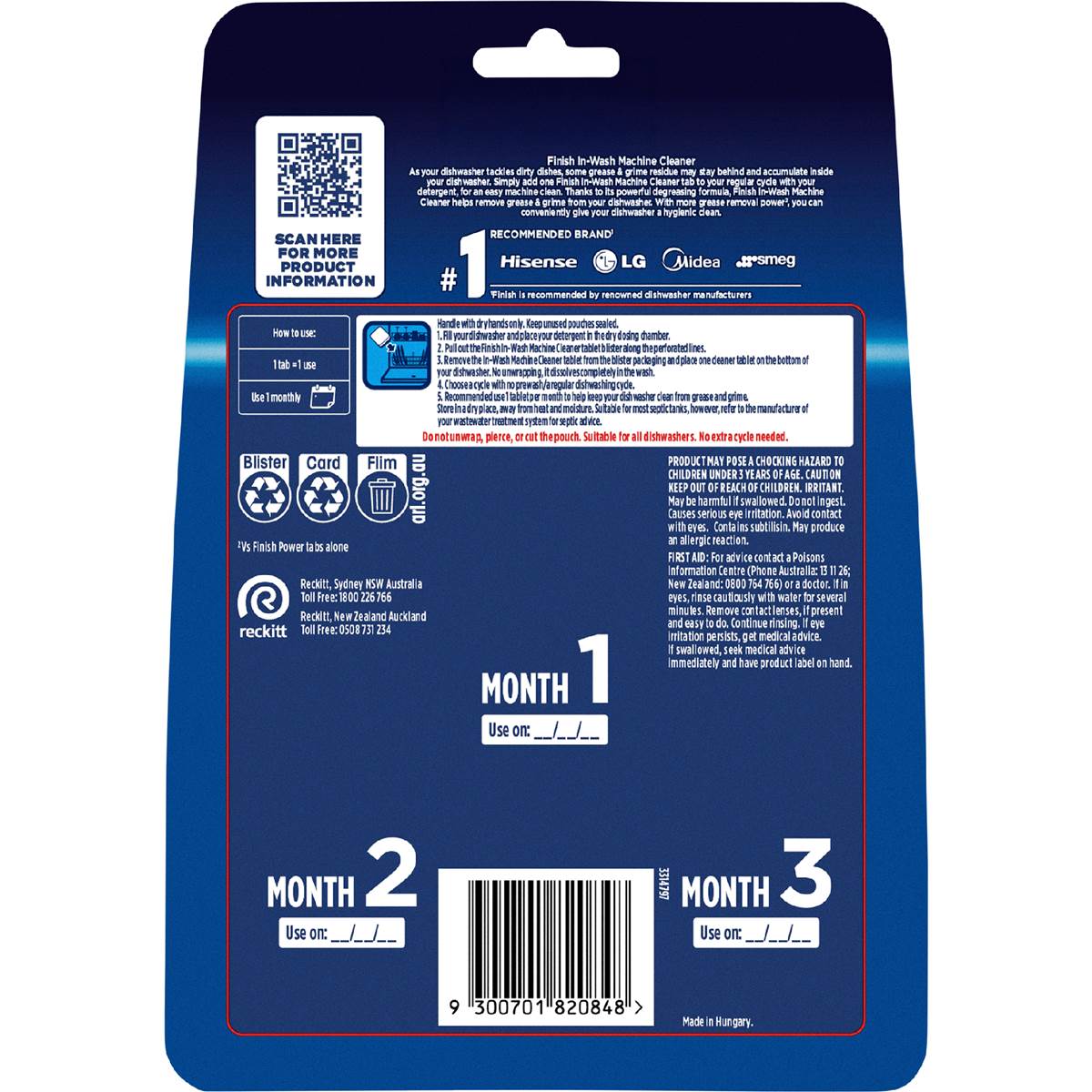 Finish Dishwasher Cleaner Tabs 3 Pack Woolworths