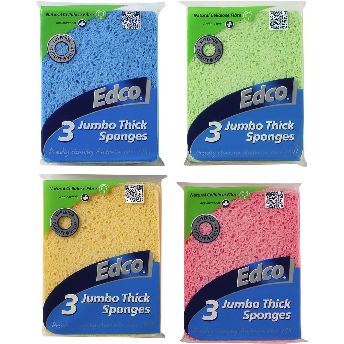 Edco Jumbo Thick Sponges 3 Pack Woolworths
