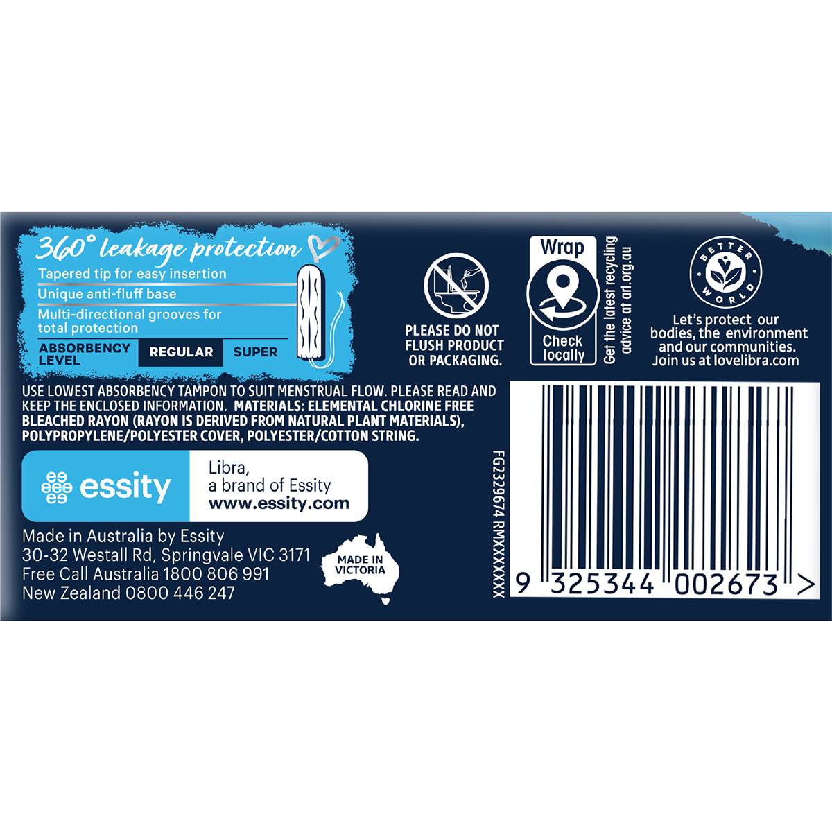 Libra Tampons Regular 32 Pack Woolworths