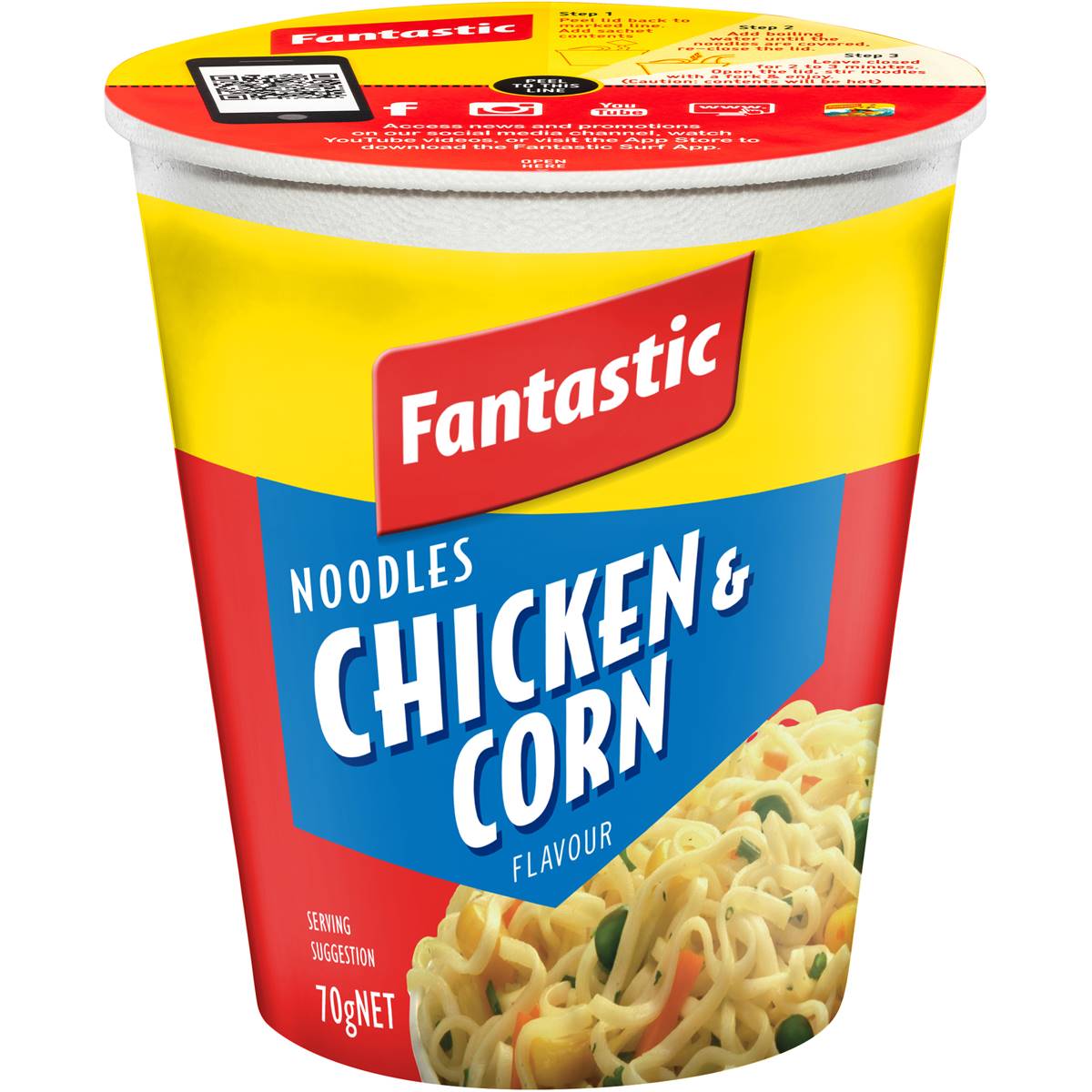 Fantastic Chicken & Corn Noodle Cup 70g | Woolworths