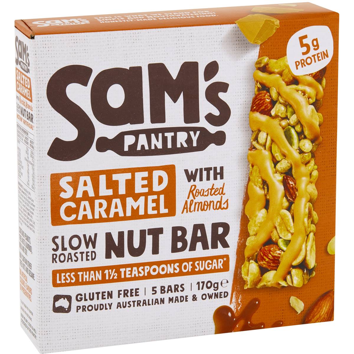 Sam's Pantry Salted Caramel Nut Bar 5 Pack Woolworths