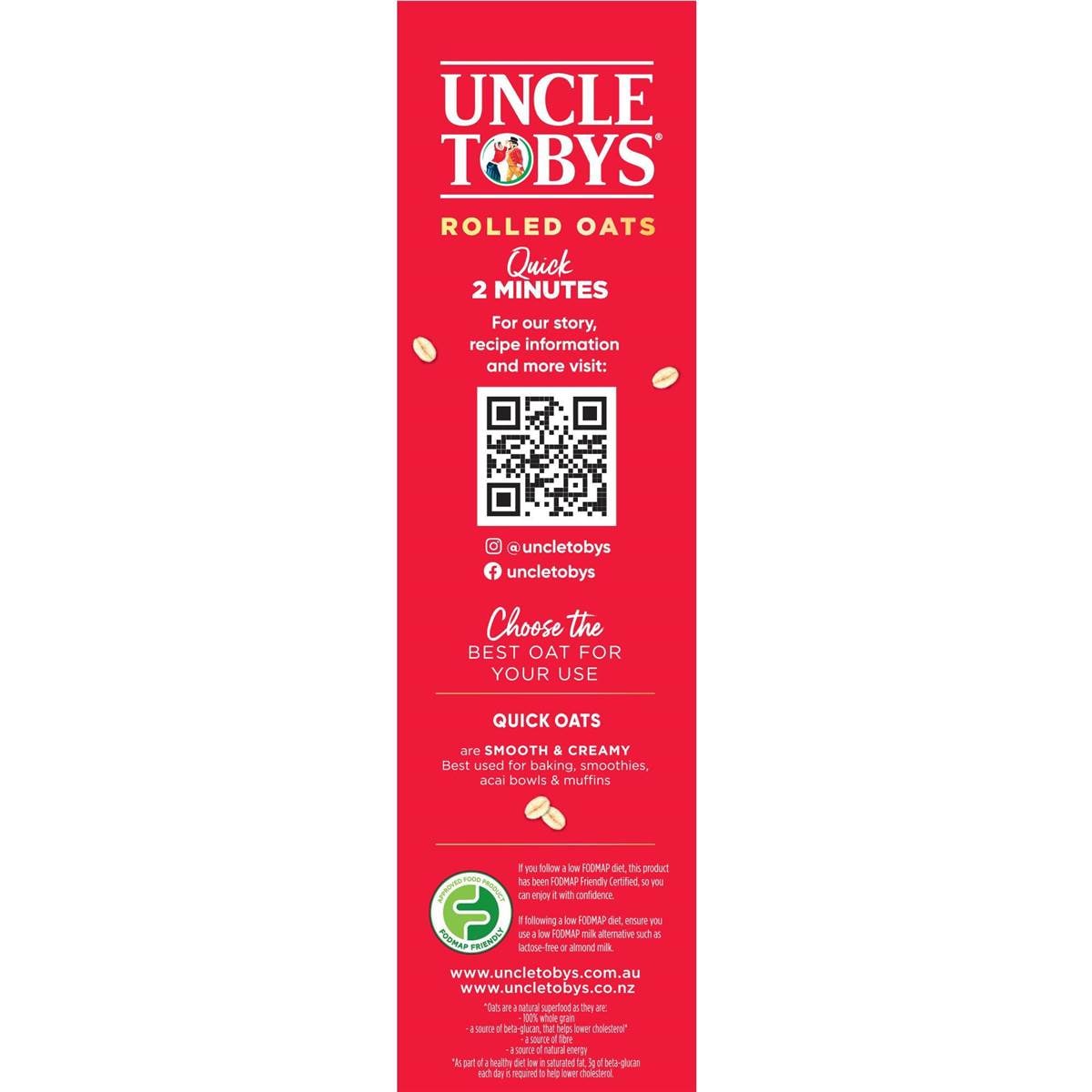 Uncle Tobys Oats Quick Rolled Oats Porridge 1kg Woolworths