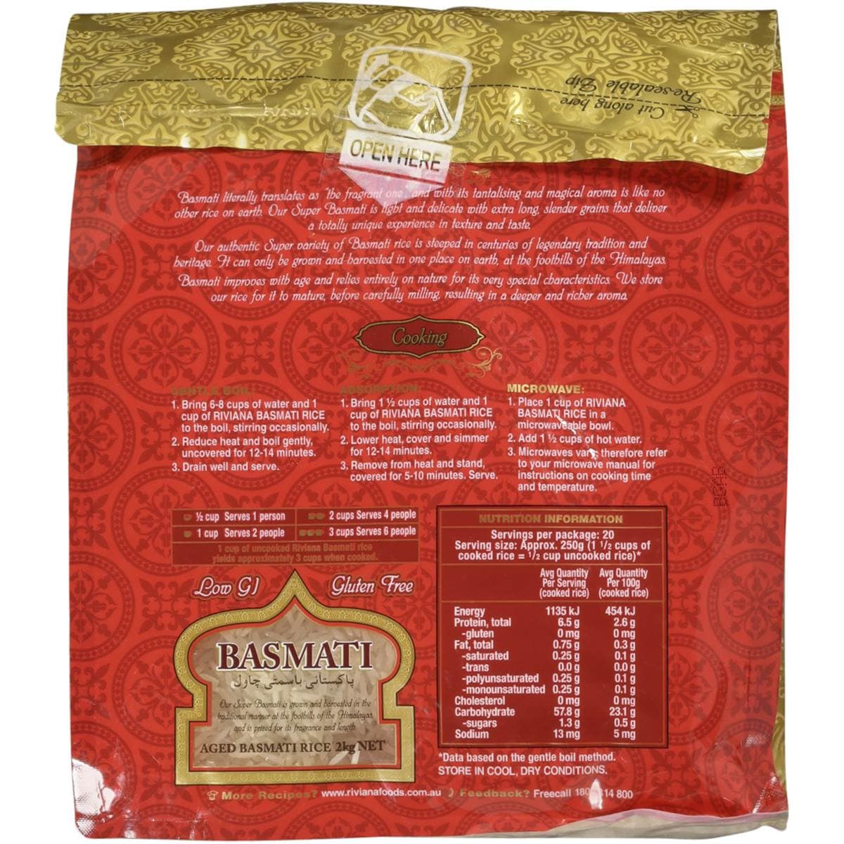 Riviana Basmati Rice Extra Long Grain 2kg Woolworths