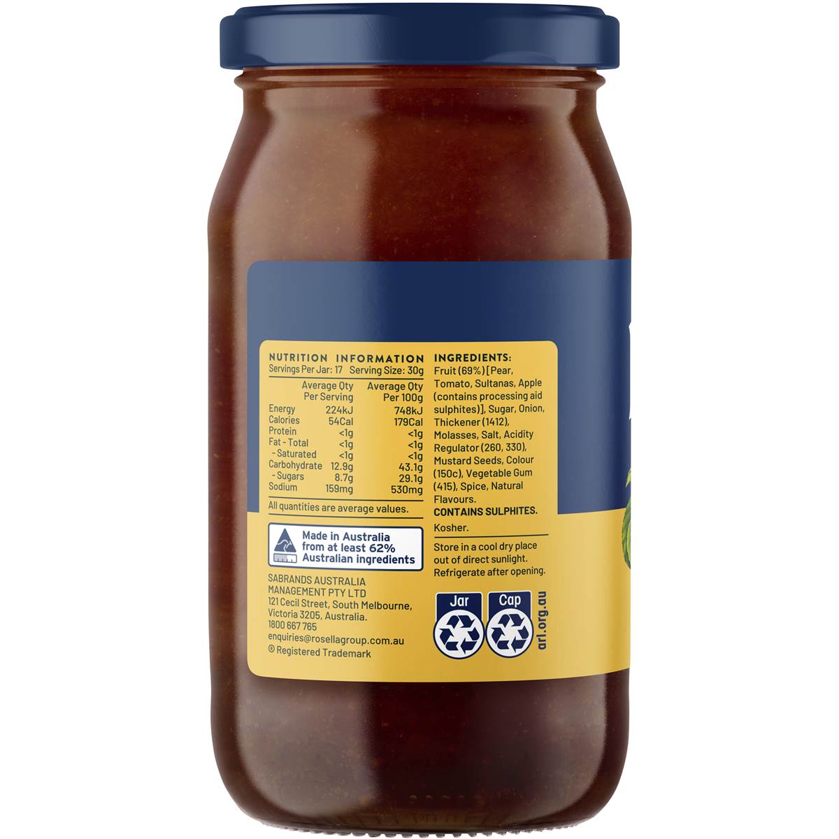 Rosella Chutney Fruit 525g Woolworths