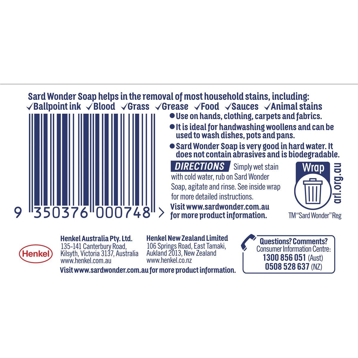 Sard Wonder Soap Stain Remover Eucalyptus 125g Woolworths