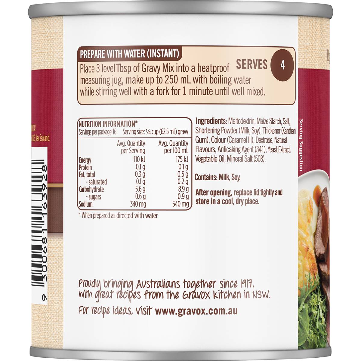 Gravox Traditional Gravy Mix Tin 120g Woolworths