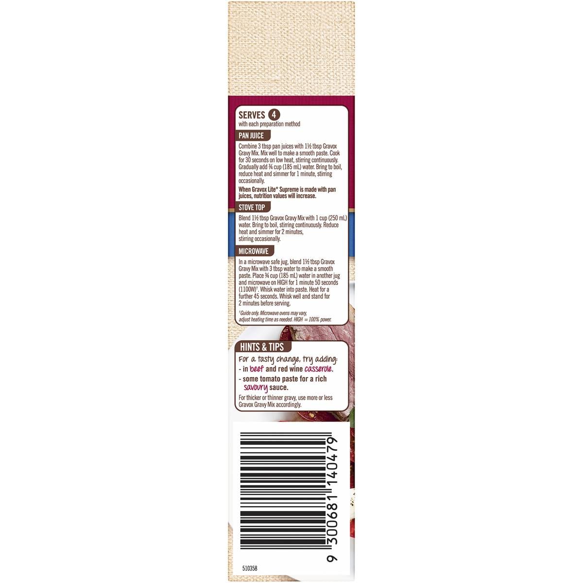 Gravox Lite Supreme Gravy Mix 425g Woolworths