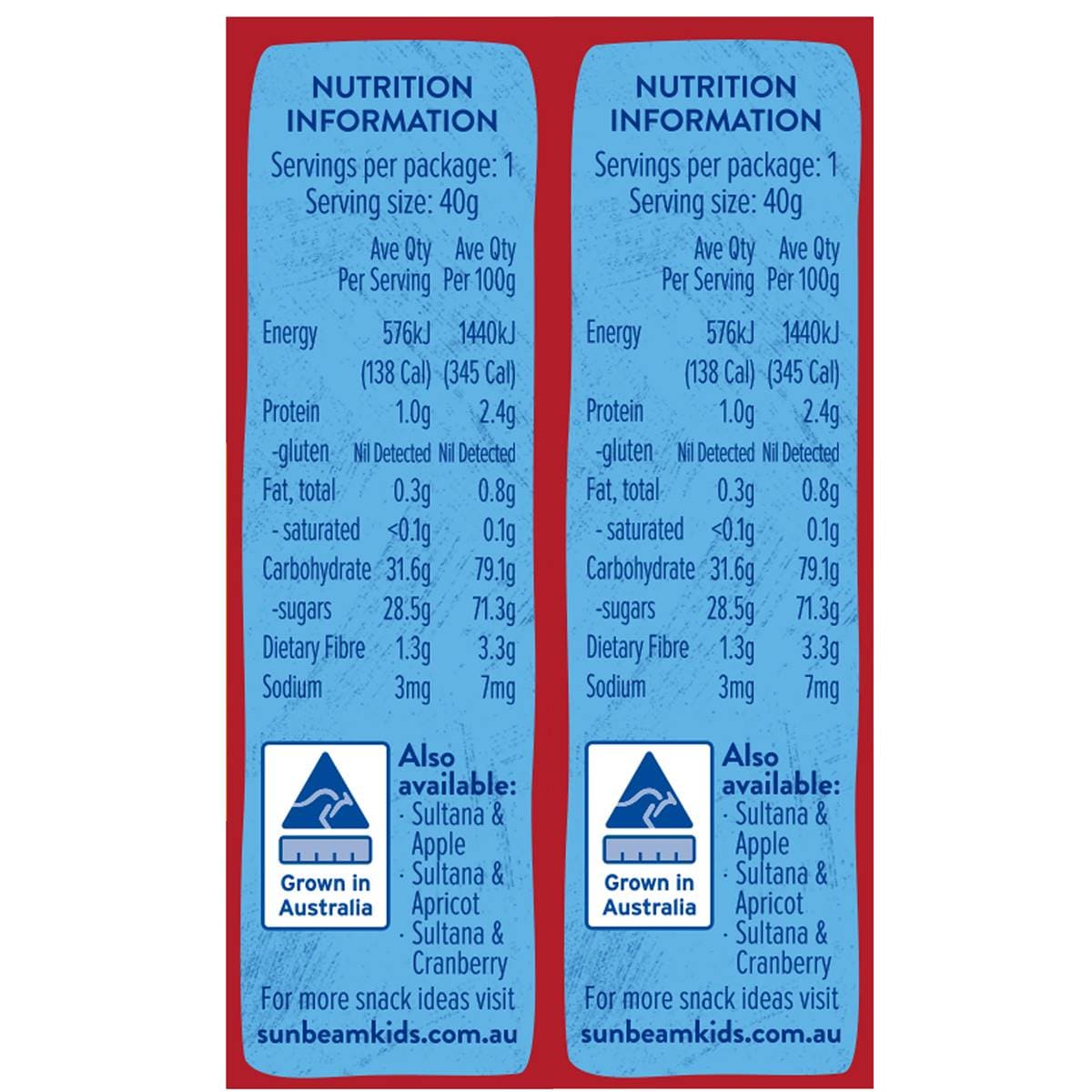 Sunbeam Australian Sultanas 6 Pack Woolworths
