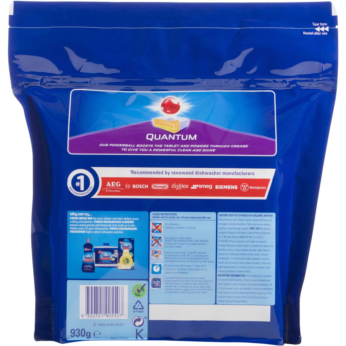 Finish Quantum Dishwasher Tablets Lemon Sparkle 60 Pack Woolworths