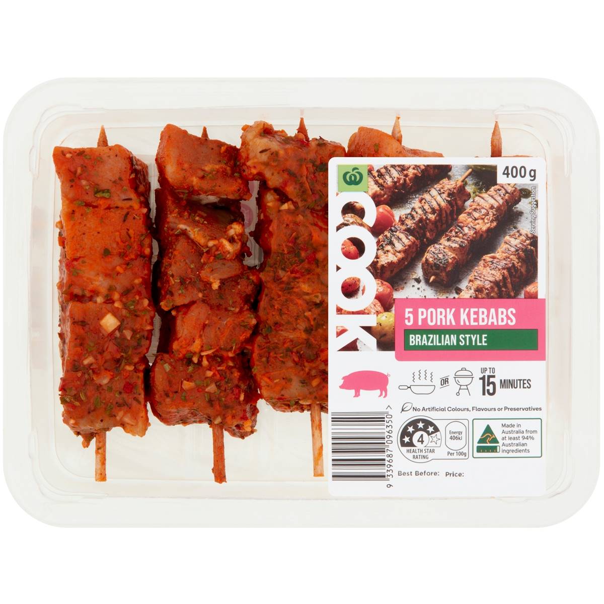 Woolworths Pork Kebabs Brazilian Style 400g Woolworths