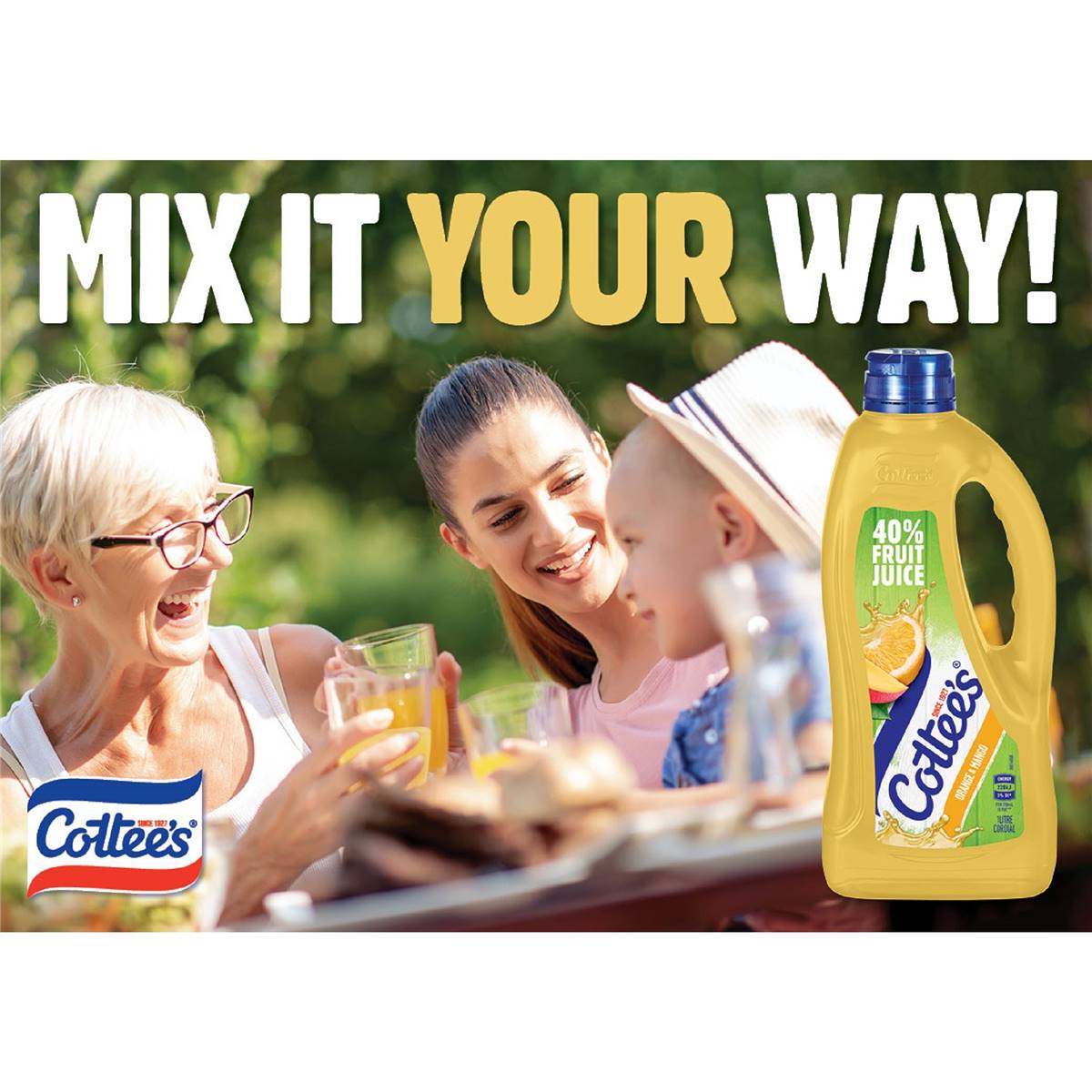 Cottee's Orange & Mango Cordial With 40 Fruit Juice Bottle 1l Woolworths