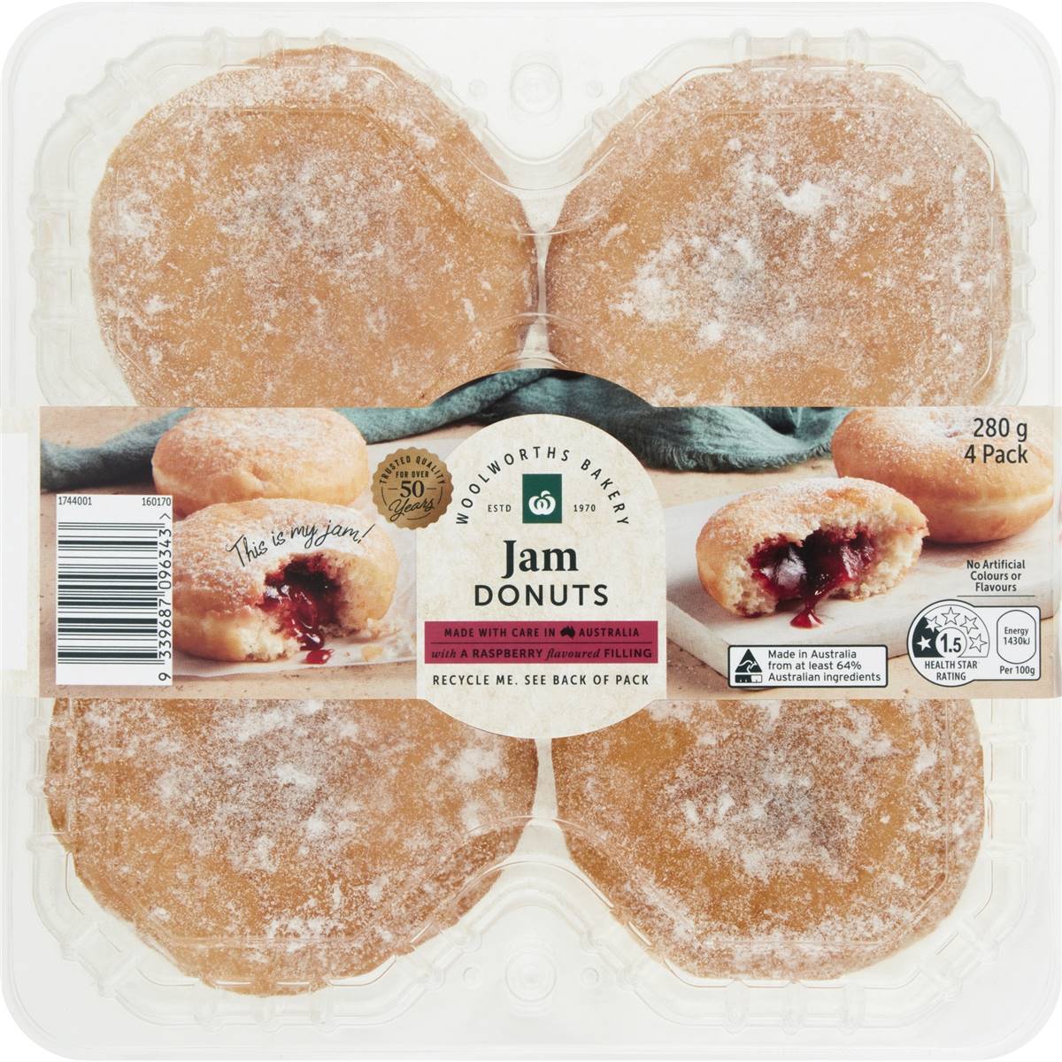 Woolworths Jam Filled Donuts 4 pack