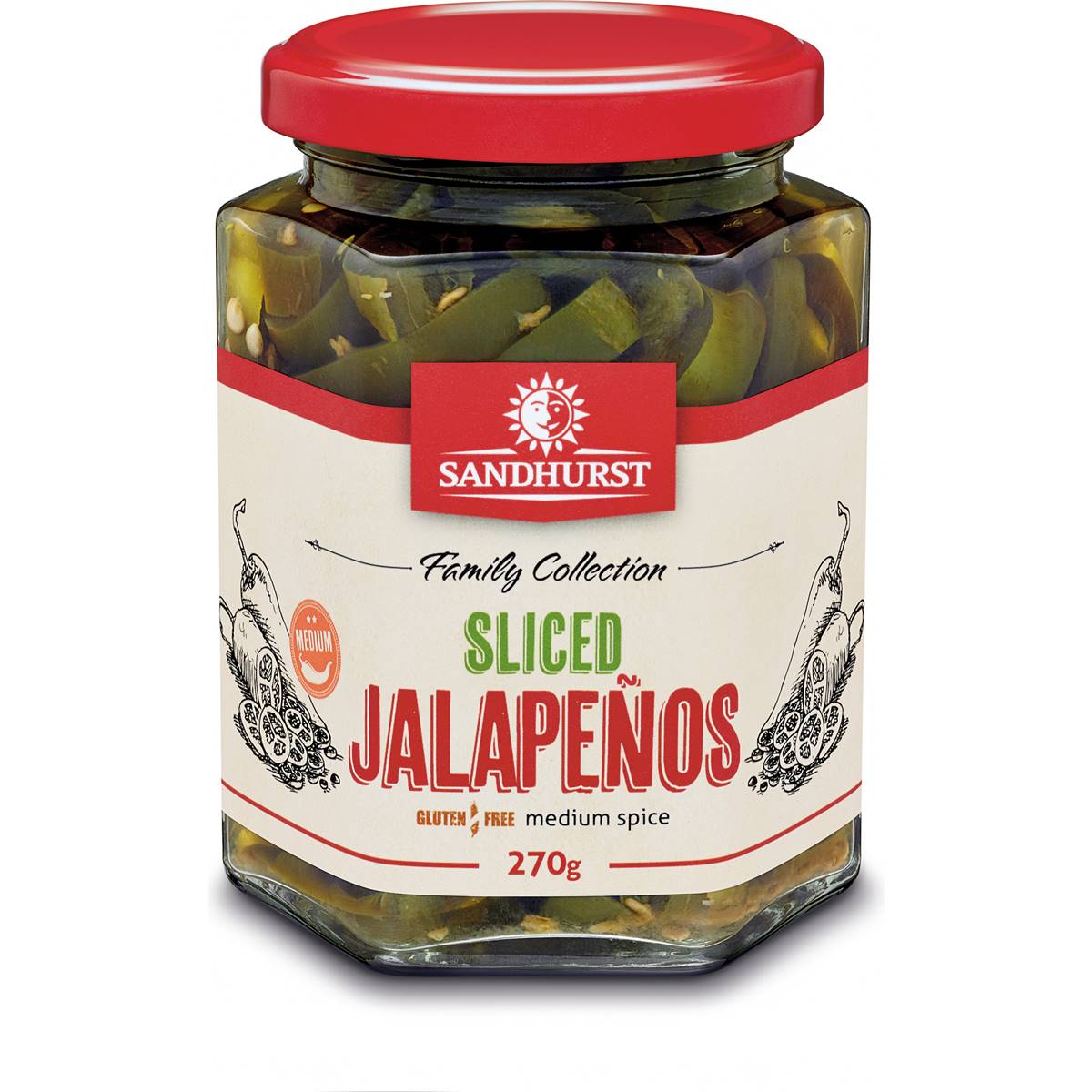 Sandhurst Chillies Jalapeno Medium Hot 270g | Woolworths