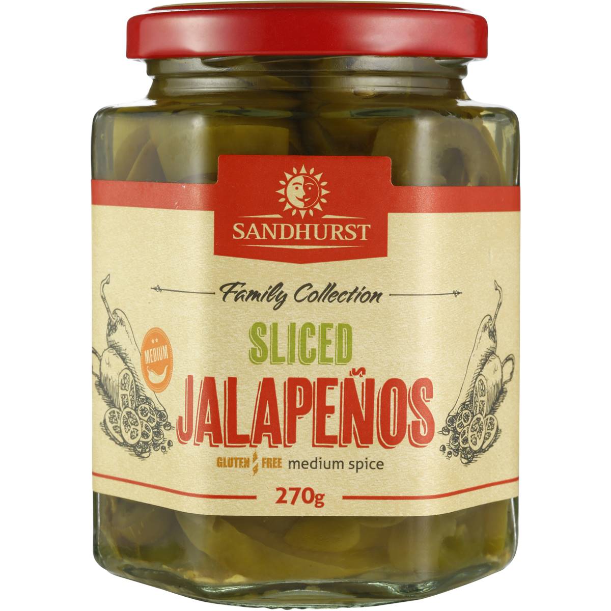 Sandhurst Chillies Jalapeno Medium Hot 270g | Woolworths