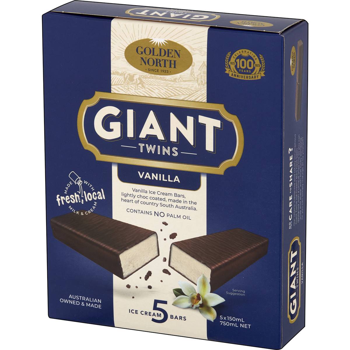 Golden North Ice Cream Giant Twins Vanilla 5 Pack Woolworths