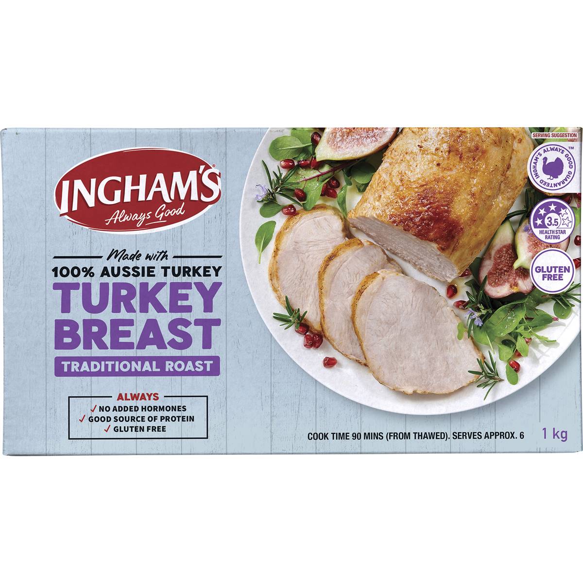 Ingham's Frozen Turkey Breast Traditional Roast 1kg Woolworths
