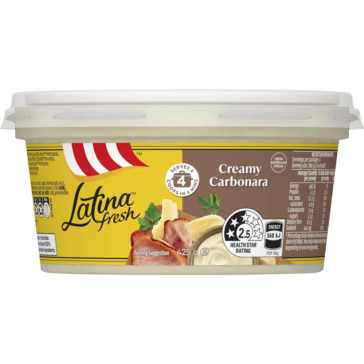 Latina Fresh Creamy Carbonara Pasta Sauce Pasta Sauce 425g Woolworths