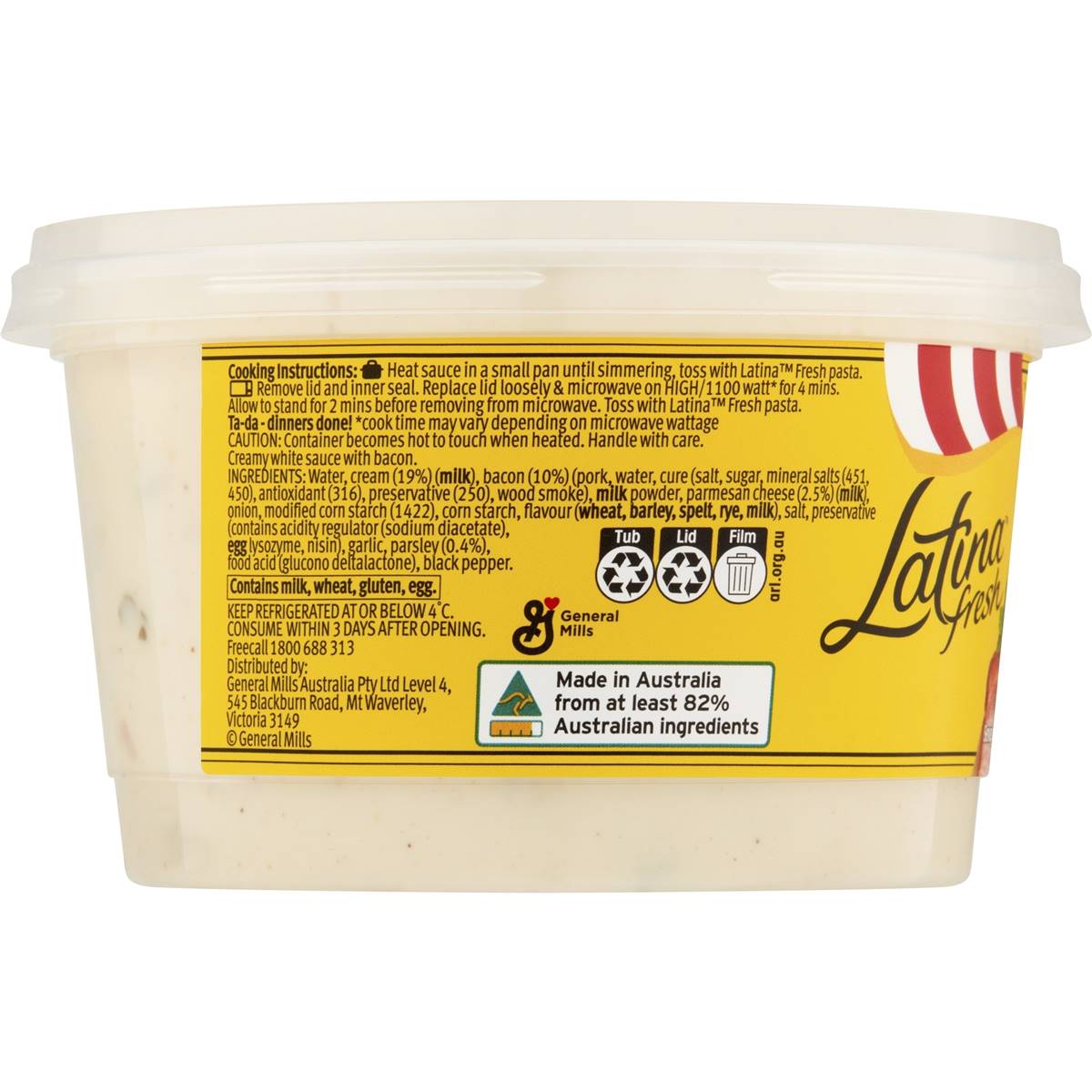 Latina Fresh Creamy Carbonara Pasta Sauce Pasta Sauce 425g Woolworths