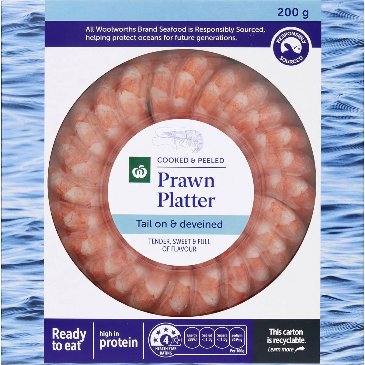 Woolworths Prawn Ring Platter Cooked & Peeled 200g Woolworths