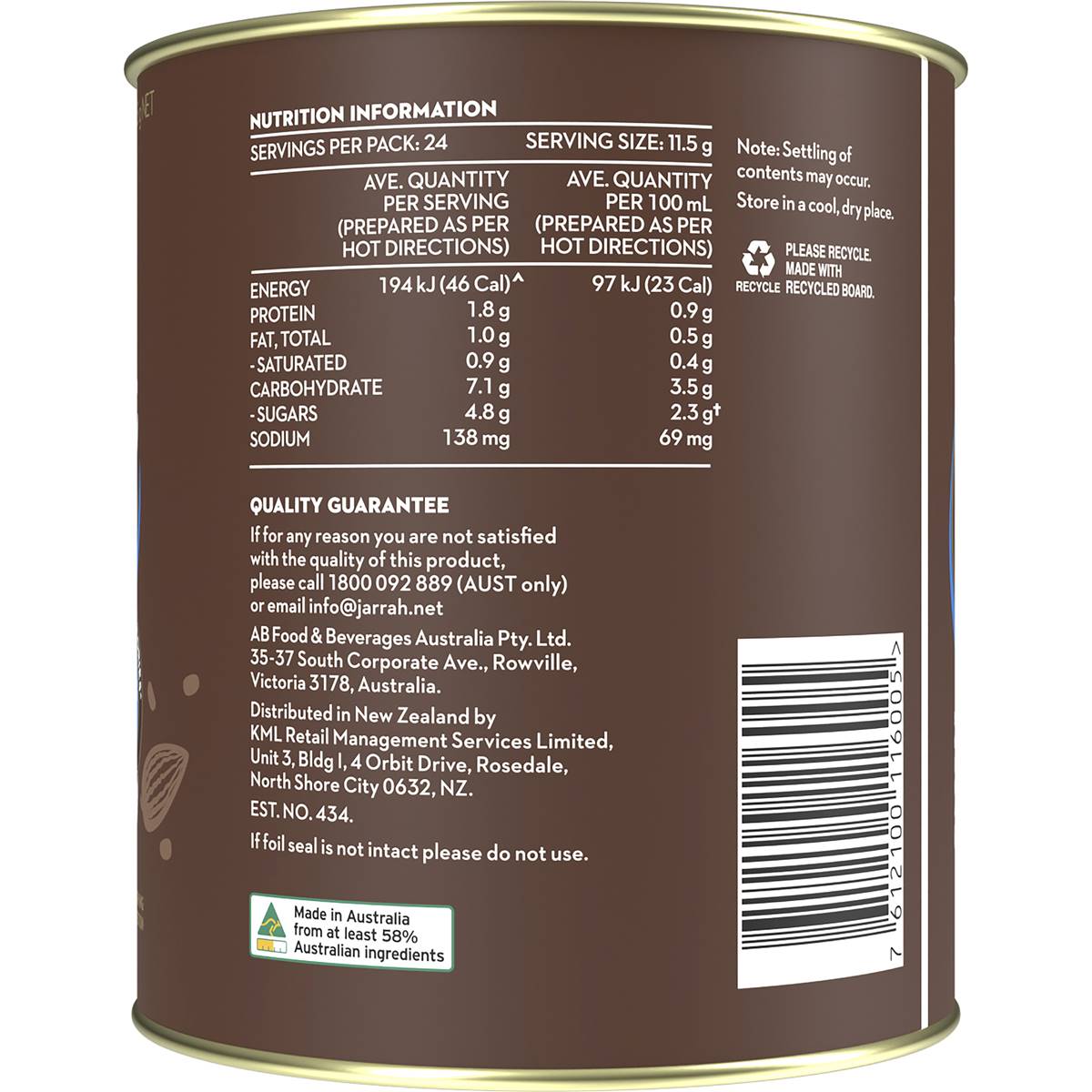 Jarrah Hot Chocolate 285g Woolworths