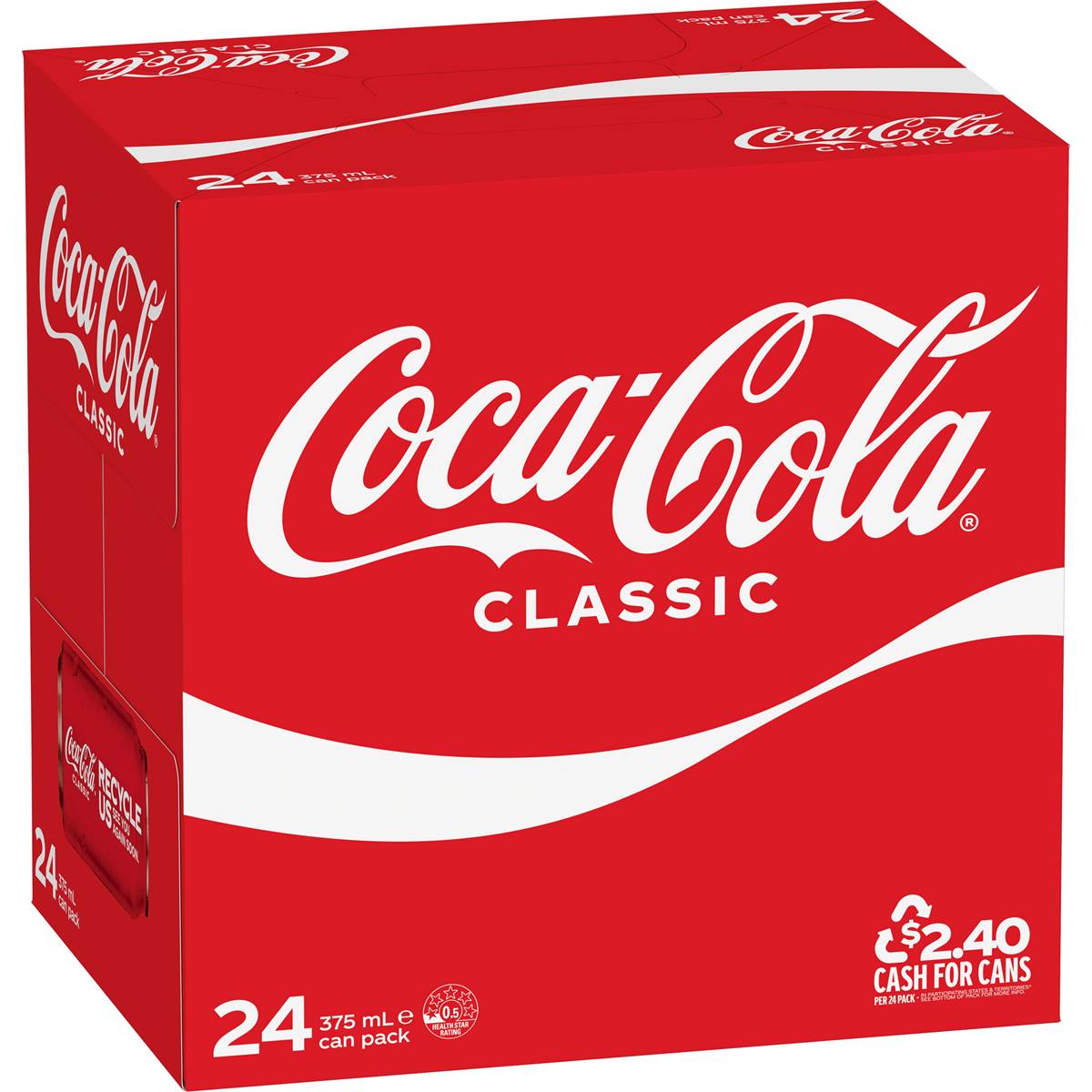 Coca - Cola Classic Soft Drink Multipack Cans 375ml X 24 Pack | Woolworths