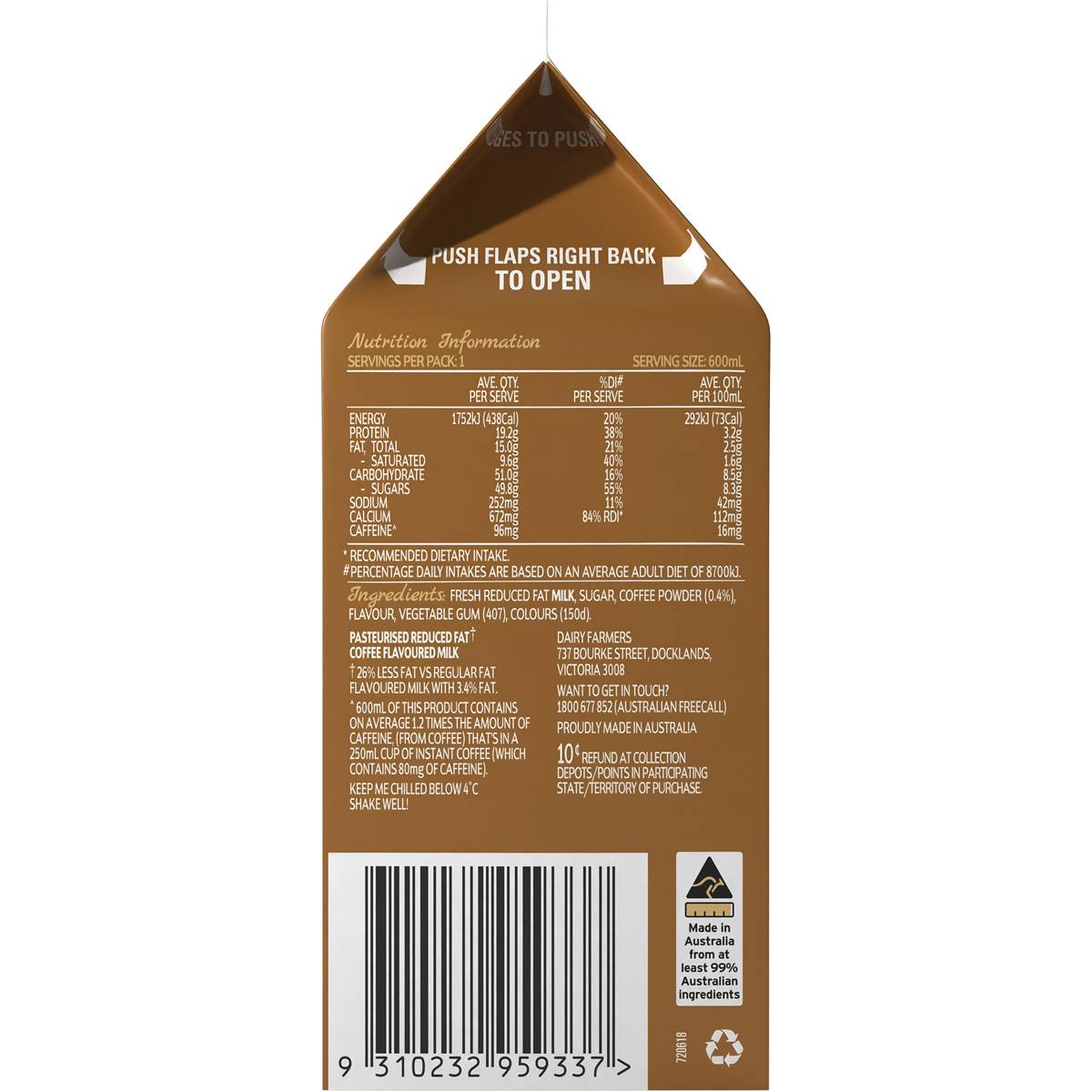 Dairy Farmers Classic Coffee 600ml | Woolworths