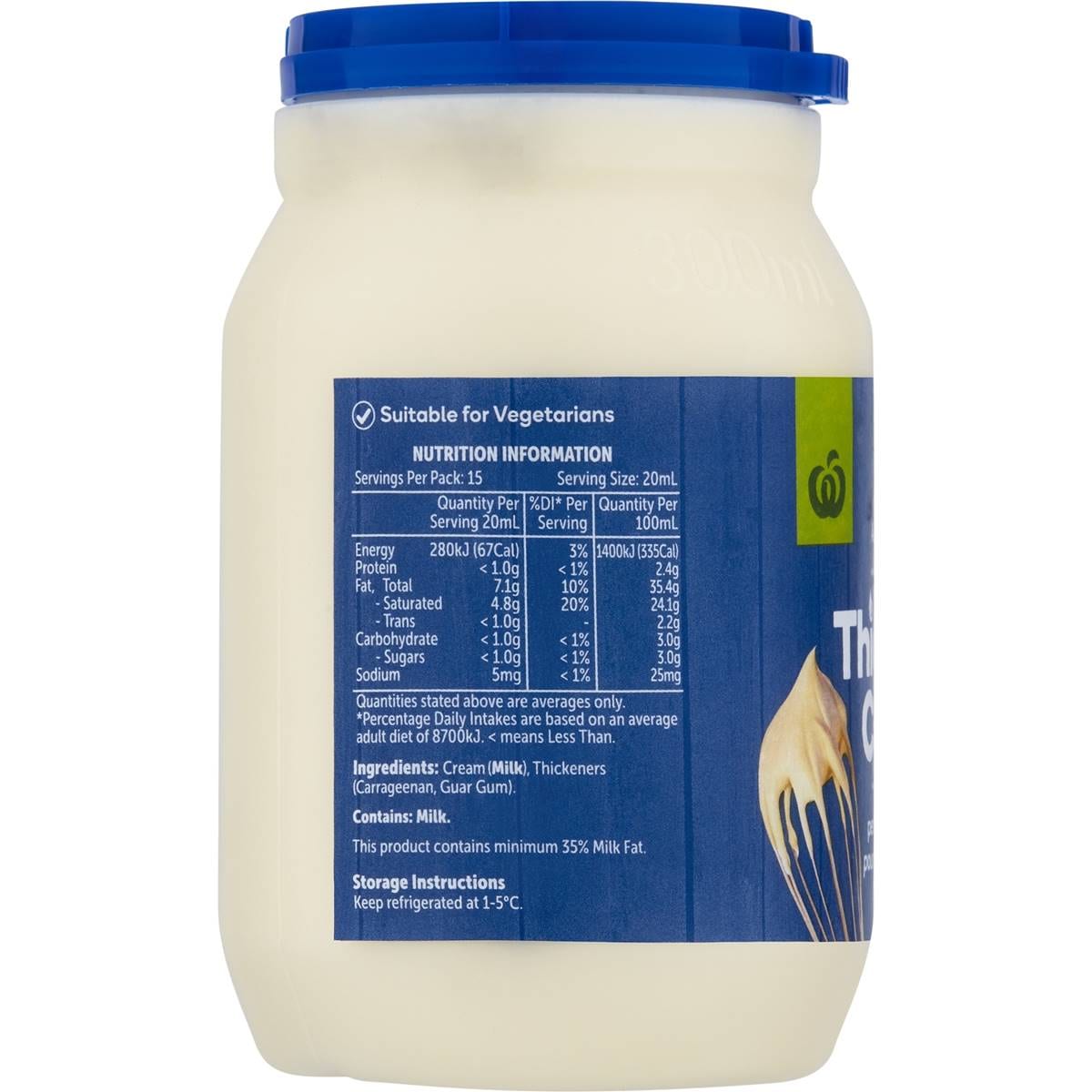 Woolworths Thickened Cream 300ml Woolworths