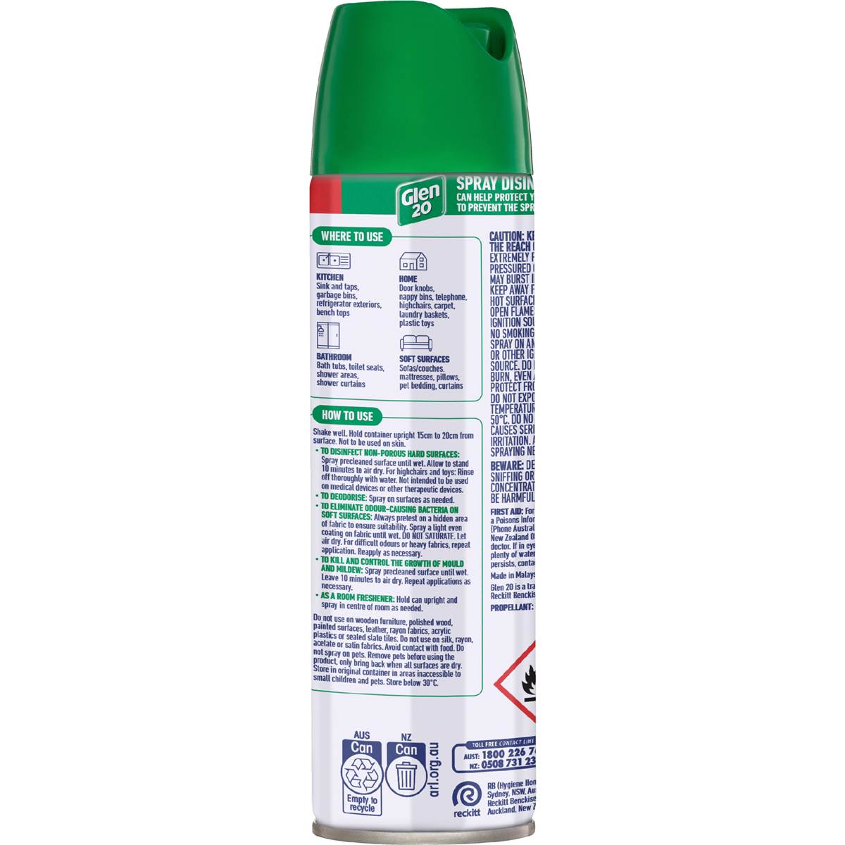 Glen 20 Disinfectant Spray Crisp Linen 175g Woolworths