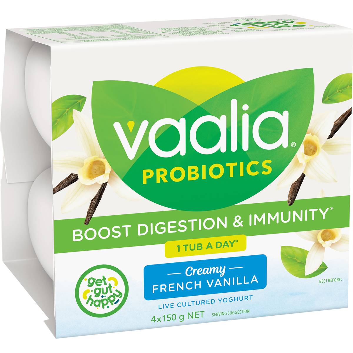 Vaalia Probiotic Yoghurt French Vanilla 150gx 4 Pack | Woolworths